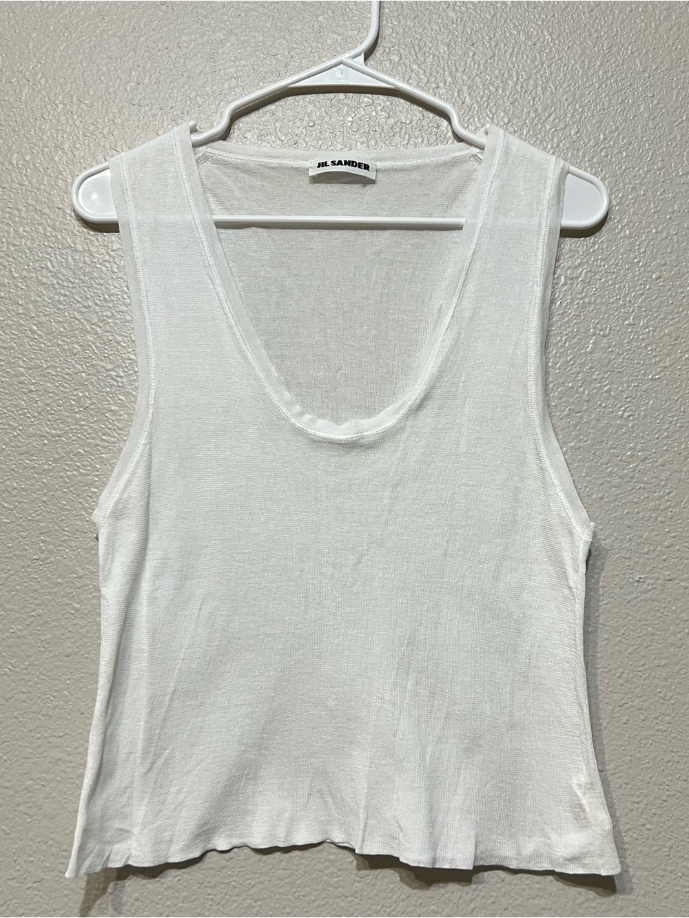 Jil Sander White Sleeveless Cotton Tank Top Size 42